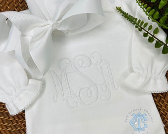 Baby Girl Dedication Outfit, Monogrammed Romper, Personalized Baby Gift, Monogrammed Christening Outfit, Newborn Pictures, Baptism Outfit