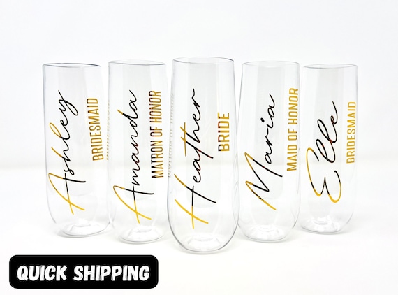 Bridesmaid Glasses, Stemless Glass Champagne Flutes, Bridesmaid Proposal, Custom Champagne Flutes, Personalized Bridesmaid Gifts 225