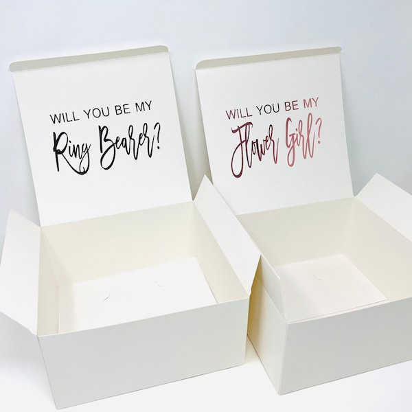 Flower Girl Ring Bearer Gift Box, Flower Girl Ring Bearer Proposal Box, Will You Be My Flower Girl Ringer Bearer Empty Personalized Gift Box