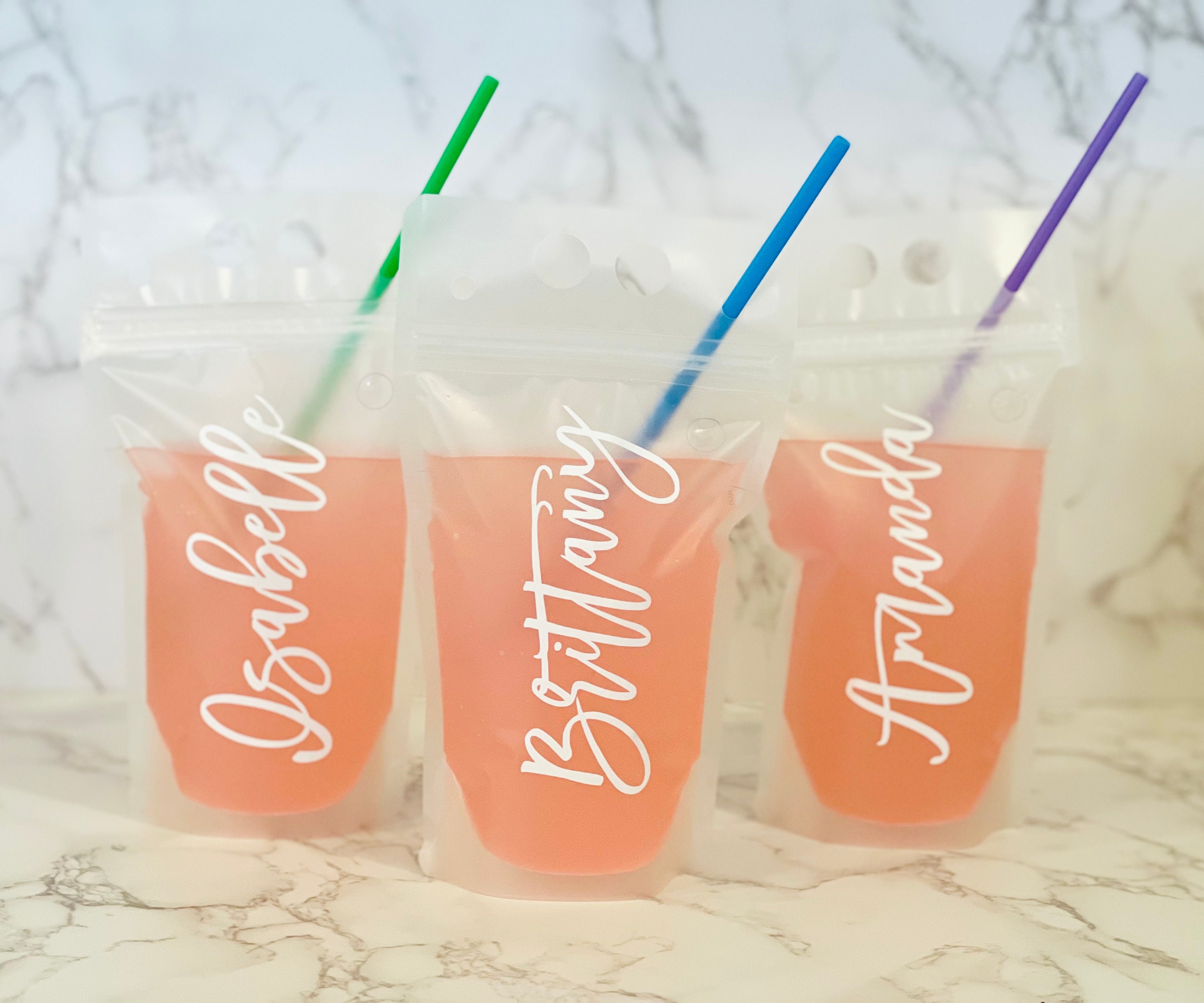 Blank Drink Pouch With Straw, Bachlorette Party, Bridal Party, 21st  Birthday, Drink Pouch, to Go Drink 