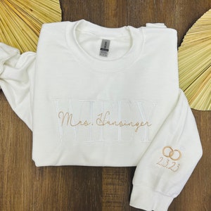 Personalized Embroidered Wife Sweatshirt | Custom Name Wife Gift | Romantic Gift for Her