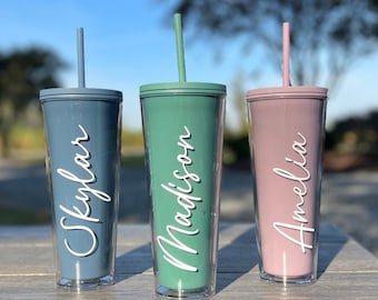 Personalized Tumbler With Lid and Straw, Bridesmaids Gifts, Large 24 oz Acrylic Tumbler, Skinny Tumbler, Personalized Gift, Teacher Gift