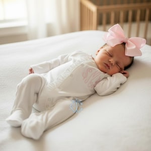 Baby Girl Coming Home Outfit, Monogrammed Romper, Personalized Baby Gift, Monogrammed Footie, Newborn Pictures