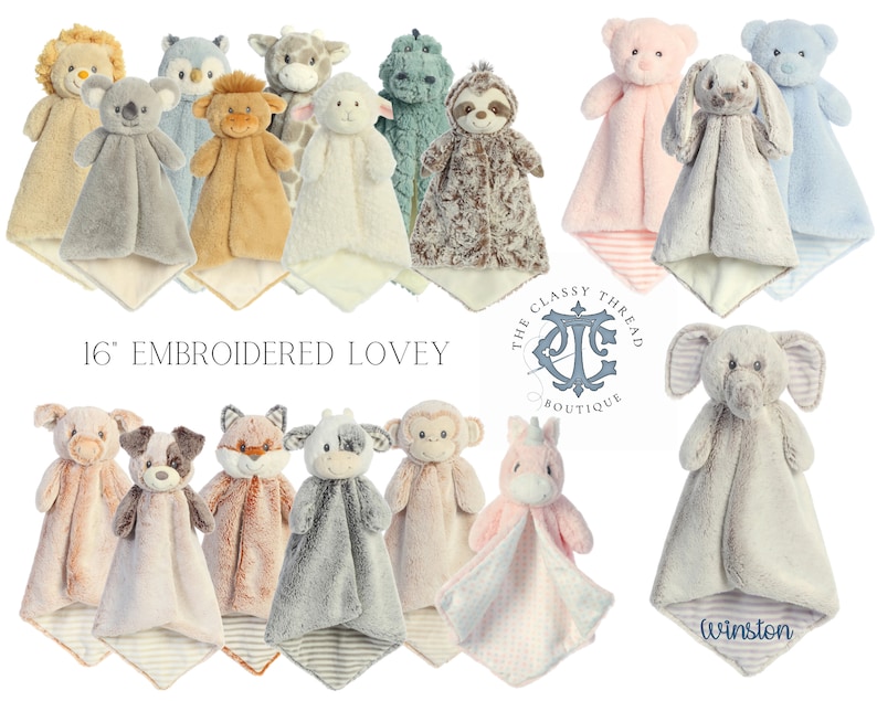 Couverture Lovey personnalisée, cadeau personnalisé pour bébé, peluche personnalisée, lovey brodé personnalisé, cadeau de baby shower image 1