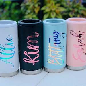 Personalized Skinny Can Cooler, Stainless Steel Insulated Cooler, Seltzer Can holder, Slim Can Cooler, Seltzer Slim Can, 199