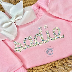 Girls Monogram Sweatshirt, Monogram Applique Sweatshirt, Toddler Girls Sweatshirt, Girls Name Sweatshirt, Embroidered Name Sweatshirt
