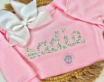 Girls Monogram Sweatshirt, Monogram Applique Sweatshirt, Toddler Girls Sweatshirt, Girls Name Sweatshirt, Embroidered Name Sweatshirt