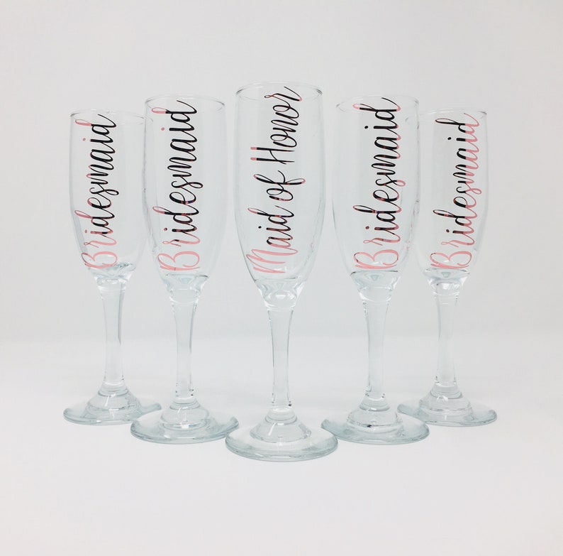 Bridesmaid Champagne Glasses Stem Glass Champagne Flutes Etsy