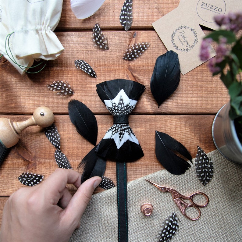 Zerowaste philosophy Gatsby: hand-made bow tie Eco friendly/& ethical. Made of natural bird feathers Elegance Unique bow tie for wedding