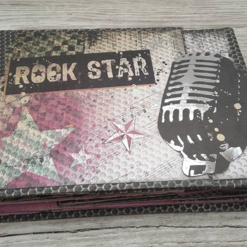 Scrapbook album,Photo album,Handmade album, Gift for a buying teenager,Rock album