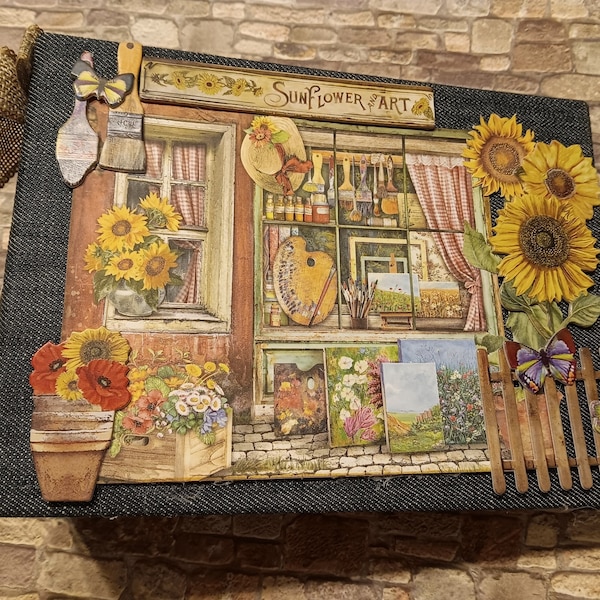 Minialbum "Sunflower art" mit Papiersammlung von Stamperia/Scrapbook-Album/Fotoalbum/Summeralbum