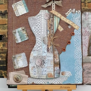 Tela de mídia mista original, estúdio, arte em tela de mídia mista, decoração de parede