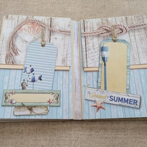 Scrapbook album The sound of summer, Mini Album, Chipboard album, Marine Album,Journal