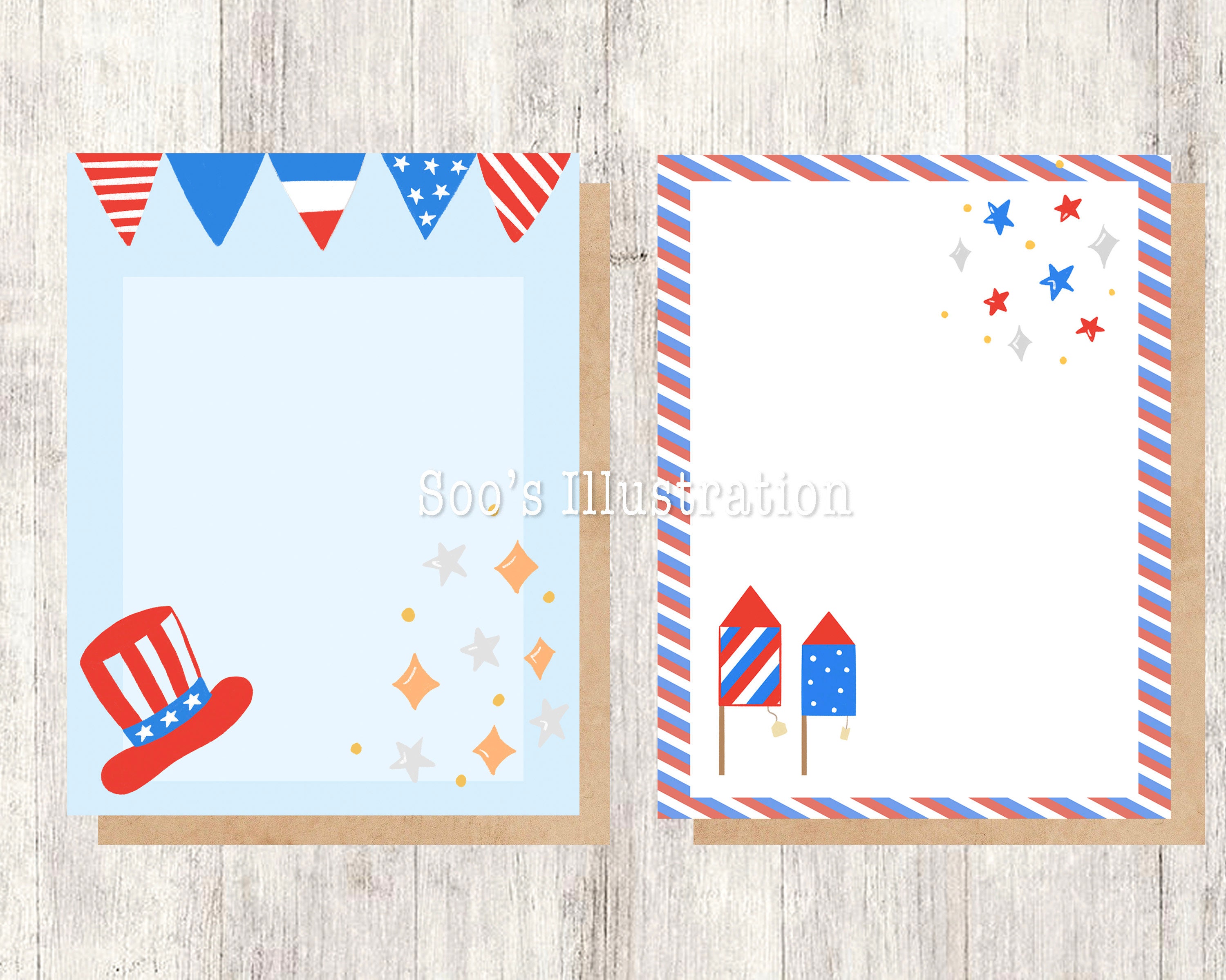 4th of July Paper, 4th of July Letterhead, Printable Stationery ...