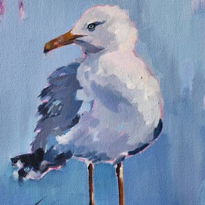 Gaviota y vista al mar / Pintura al óleo original sobre lienzo / Arte náutico costero / Decoración de paisaje marino hecha a mano / KsenijaProninaART