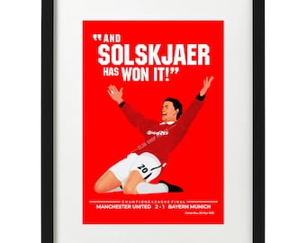OLE GUNNER SOLSKJAER GOAL 1999 MANCHESTER UNITED FOOTBALL CANVAS WALL ART PRINT