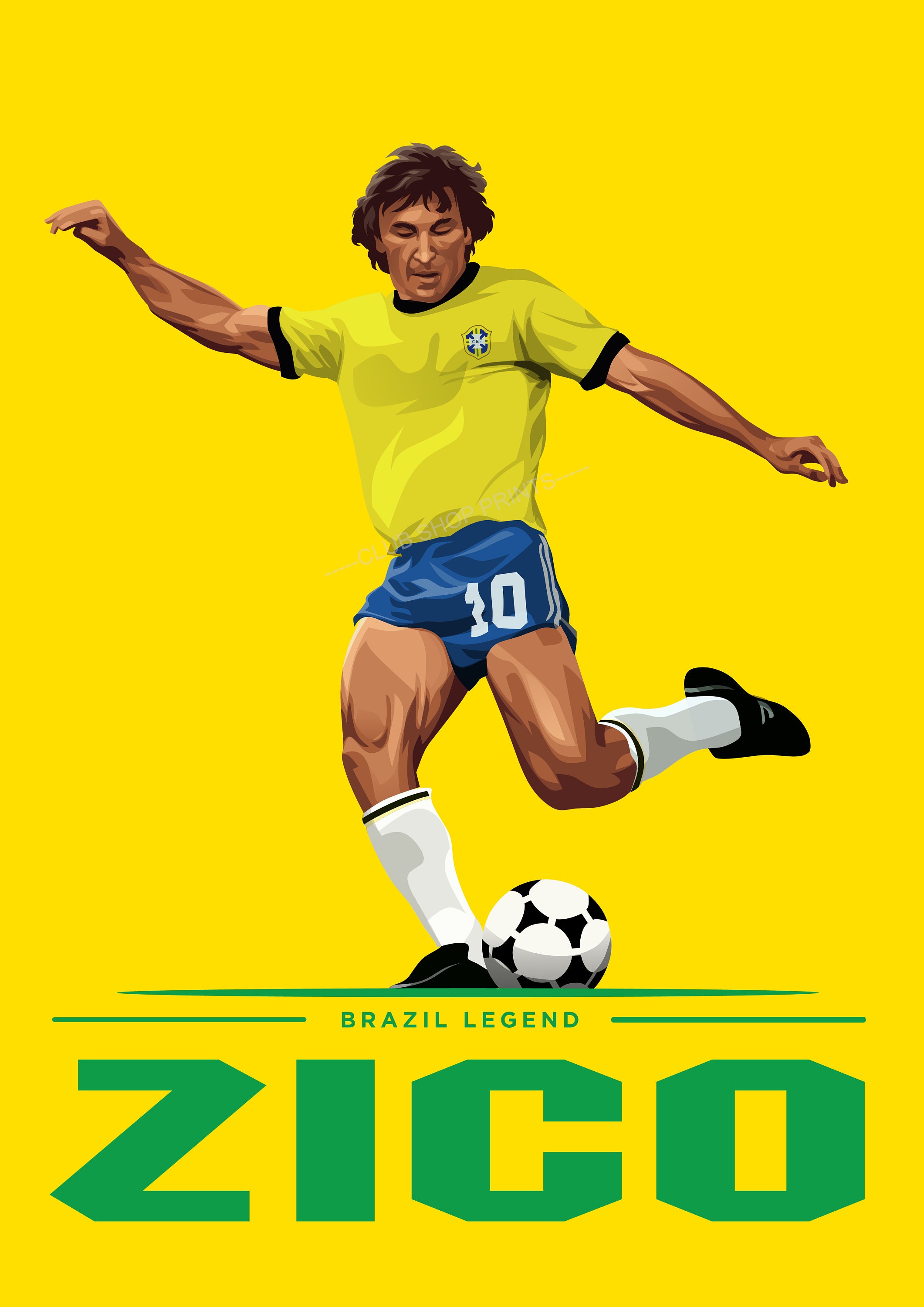 Zico Brazil art print - Etsy 日本
