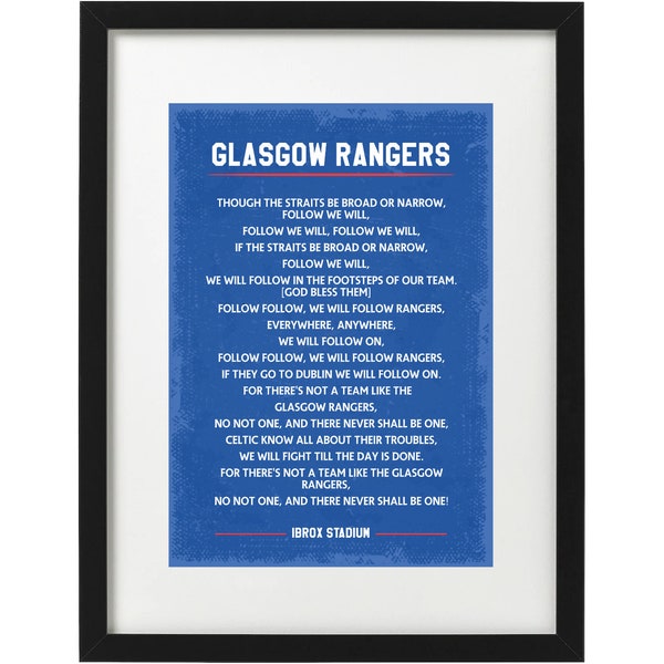 Glasgow Rangers Follow Follow fans song art print