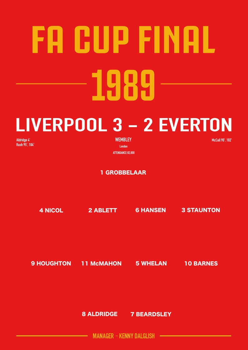 Liverpool 1989 FA cup final art print