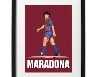 Diego Maradona Barcelona art print