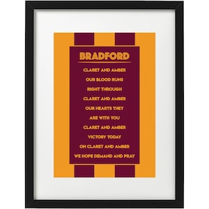 Bradford City Bradford fans song art print