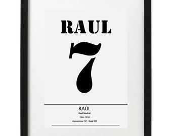 Raul Real Madrid shirt art print