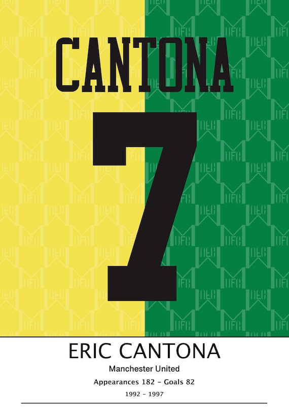 Eric Cantona Green and Gold Shirt Manchester United Art Print Etsy