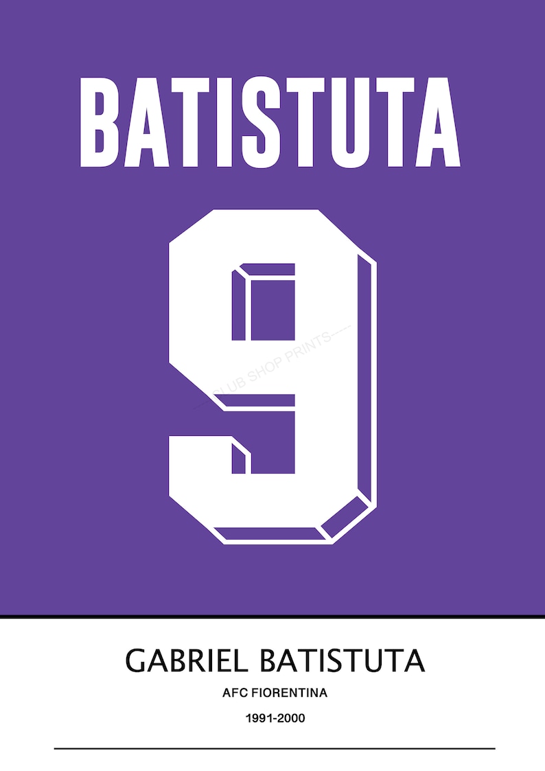 Gabriel Batistuta Fiorentina shirt art print image 2