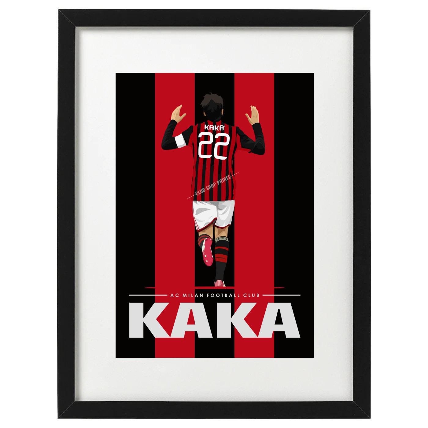 Score Draw AC Milan Home Kaka 22 Retro Jersey 1993-1994 (Gallery Style  Printing)