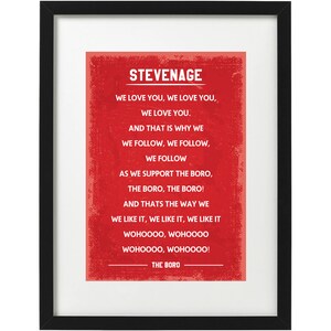 Stevenage FC fans song art print