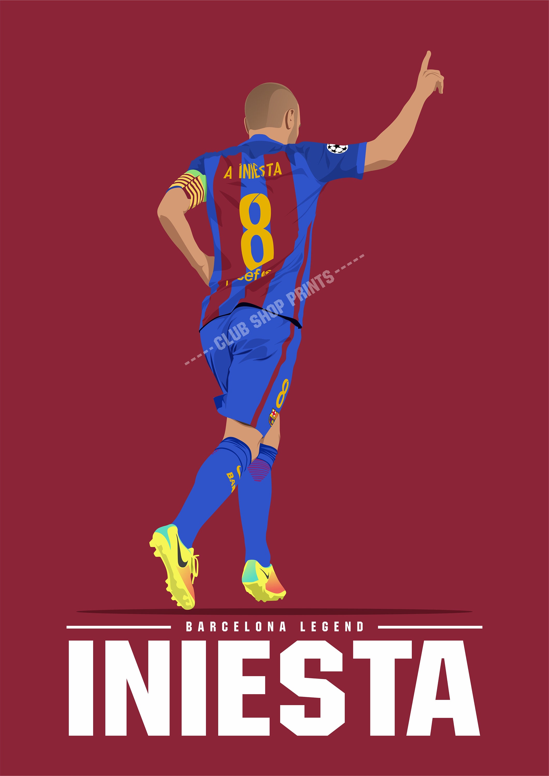 Andrés Iniesta Barcelona Art Print - Etsy