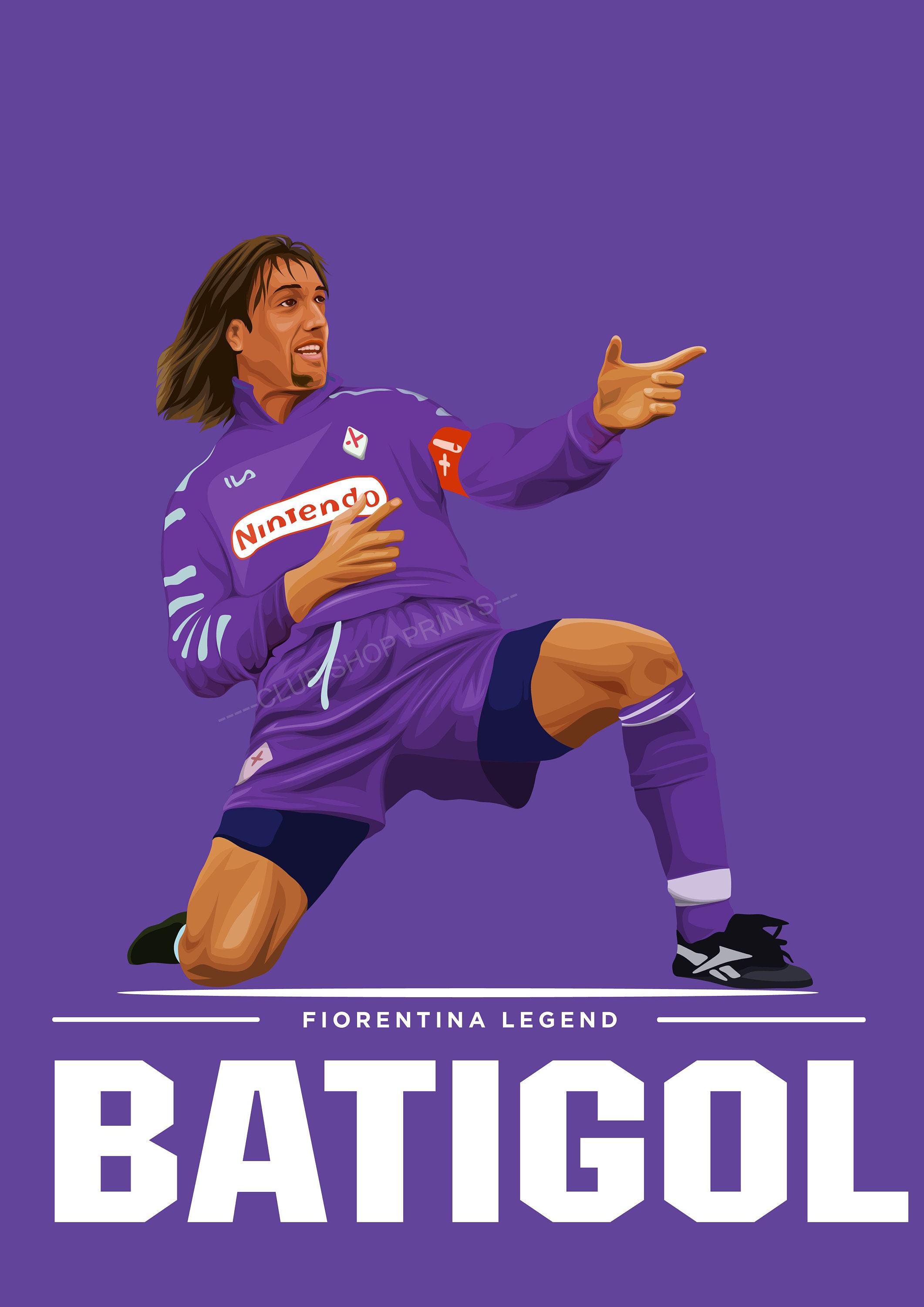 Poster Gabriel Batistuta Football Soccer Star Room Art Wall Cloth Print  501