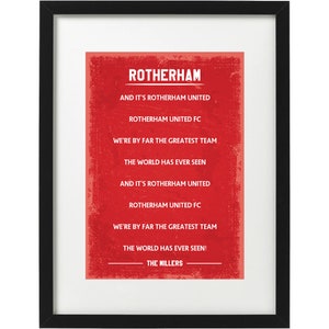 Rotherham United fans song art print
