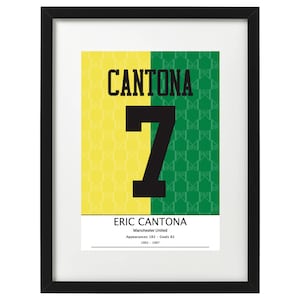 Eric Cantona green and gold shirt Manchester United art print