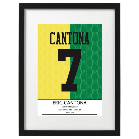 Eric Cantona Green and Gold Shirt Manchester United Art Print 
