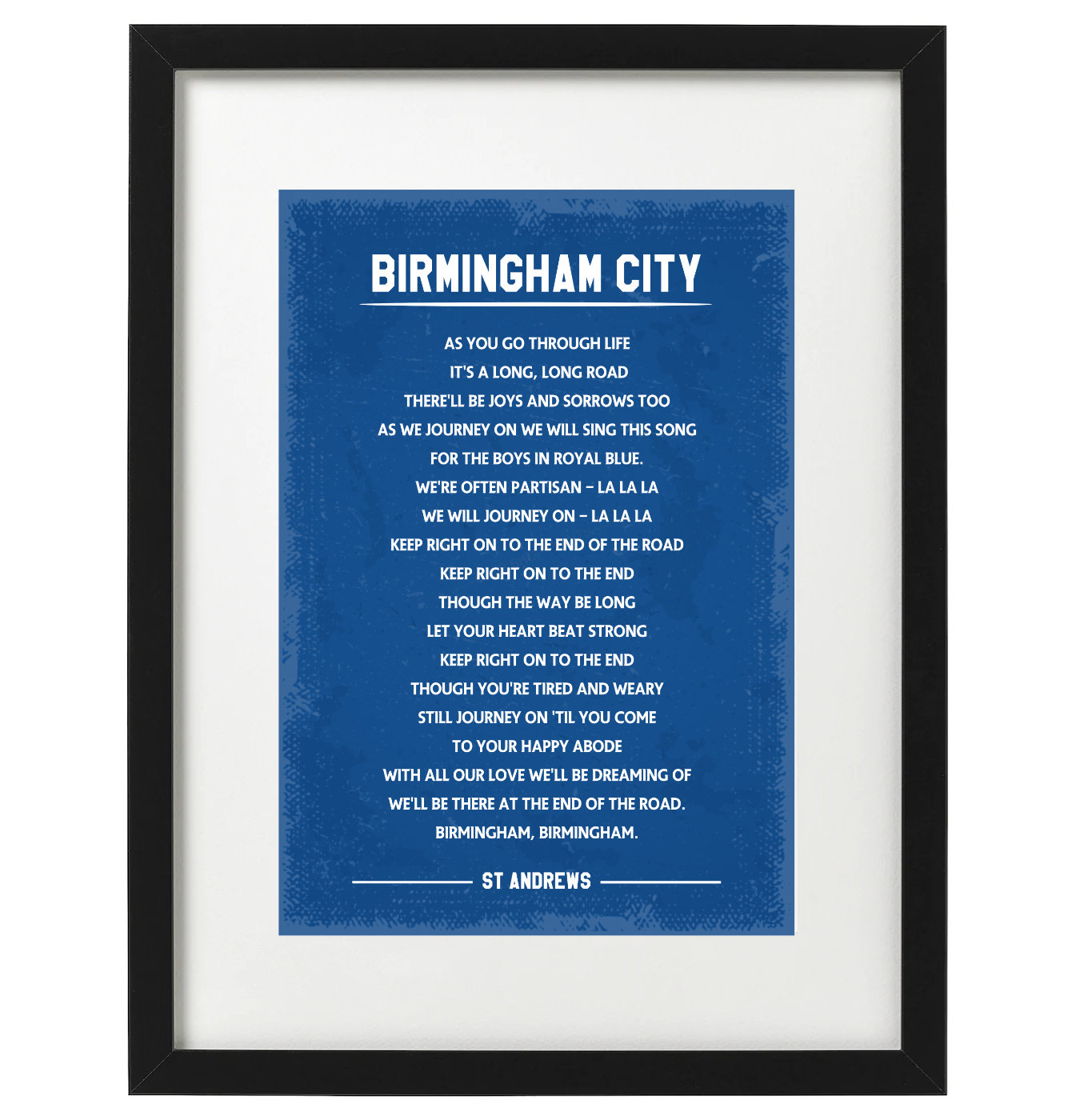 Birmingham city Keep right on to the end of the road song art  Etsy