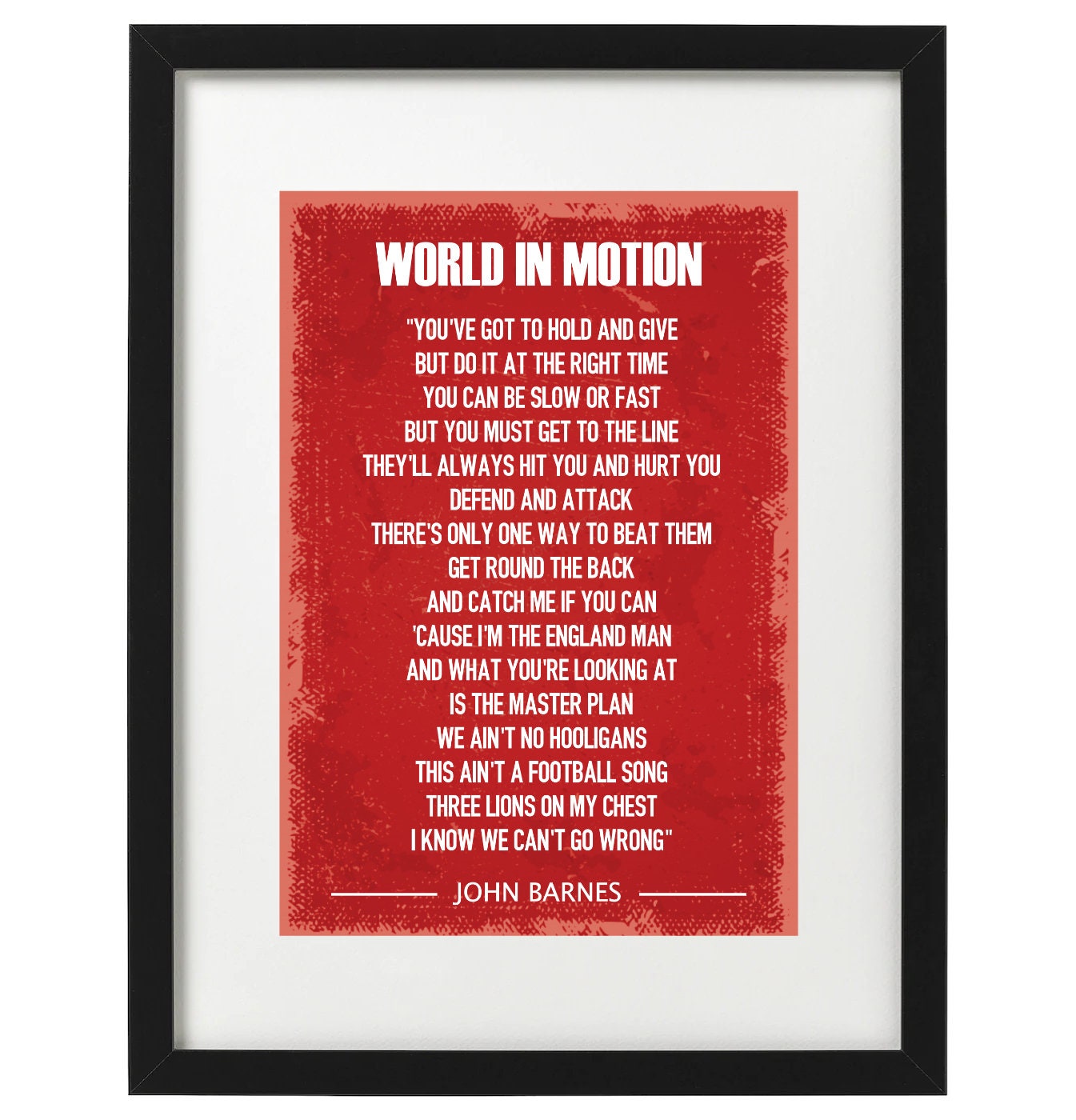 John Barnes World in motion New order england song art print