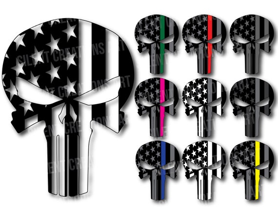 Download Punisher Skull Svg Png Ai And Dxf Filesplice Blue Thin Etsy