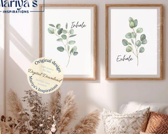 Inhale Exhale druckbare Kunst | Atem Print | Yoga Poster Set | Ruhiger Zen-Druck | Meditationsraum Digitaler Download