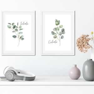 Inhale Exhale Print, Yoga Wall Art, Inhale Exhale, Pilates Gifts, Set of 2 Prints, Relaxation Print, Inhale Exhale Signs, Yoga Poster
