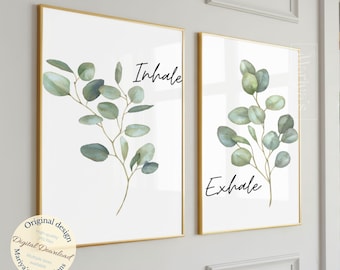 Inhale Exhale Print, Yoga Wall Art, Inhale Exhale, Pilates Gifts, Set of 2 Prints, Relaxation Print, Inhale Exhale Signs, Yoga Poster