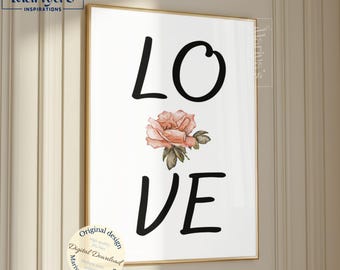 Peony Love Printable Wall Art | Pink Floral Digital Download