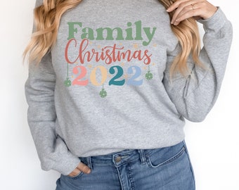 Family Christmas Sweatshirt,Handmade Clothing,Women Sweatshirt for Christmas,Festive Women Sweatshirt,Gift for Her,Womens Gift,Xmas Shirt