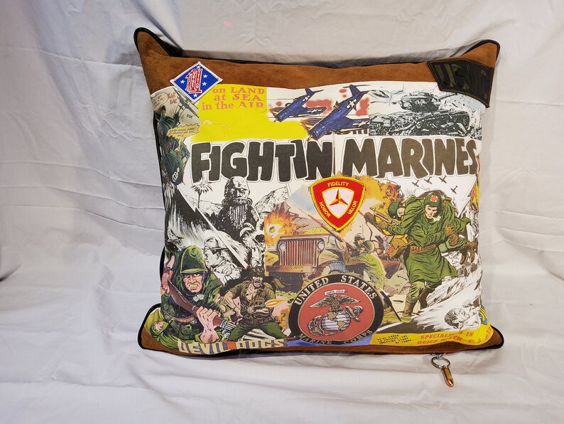 FIGHTIN' MARINES Couch Potato Pillow Original Design for Etsy