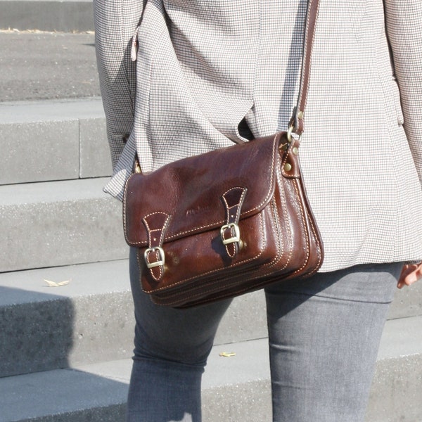 Leather shoulderbag, leather handbag, small leather messenger bag, crossbody bag,  handmade leather bag, vintage leather purse, gift for her