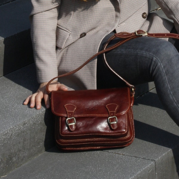 Leather shoulderbag, leather handbag, small leather messenger bag, crossbody bag,  handmade leather bag, vintage leather purse, gift for her