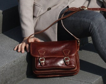 leather crossbody bag for women, leather shoulder bag, vintage handbag, vintage purse, saddle bag, gift hor her, handmade gift, gift women