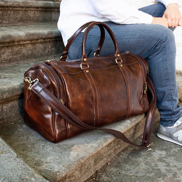 Large Leather travel bag, leather duffel bag, leather weekender bag, leather gym bag, sac voyage cuir, gift for him, gift for her