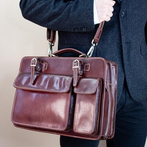 Porte-documents en cuir pour hommes, sac d'affaires personnalisé, sac de bureau look vintage, sac d'ordinateur portable 15", sac de bureau, sac d'avocat, cadeau