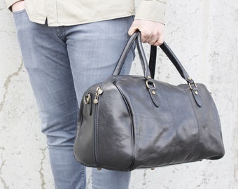 Leather travel bag, personalized duffel bag, leather weekender bag, leather gym bag, gift for him, gift for father, birthday gift